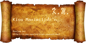Kiss Maximilián névjegykártya